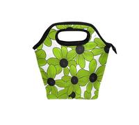 aidingzhi Borsa per il pranzo alla fragola con manico curvo piccola scatola per il pranzo riutilizzabile mini borsa termica per picnic Viaggi dagli occhi neri Susan Simple Line Art Valentinesnes Verde