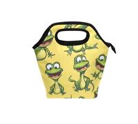 aidingzhi borsa per il pranzo alla fragola con manico curvo scatola per il pranzo da uomo borsa termica resistente all'acqua piccola per ufficio scuola cartone animato divertente dinosauro verde