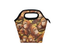 aidingzhi Borsa per il pranzo con manico curvo piccola scatola per il pranzo a tenuta stagna borsa termica per lavoro scuola cartone animato Gorilla