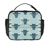 aidingzhi Borsa per il pranzo da uomo con doppia cerniera per il pranzo da donna tracolla regolabile contenitori per pasti per lavoro e scuola stile Jon Klassen Bull Baby Blue
