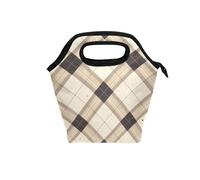 aidingzhi Borsa per il pranzo per bambini con manico curvo grande scatola per il pranzo per gli uomini Resistente all'acqua piccola borsa termica isolata per Beach Travel Marrone e Nero Reticolo