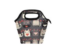 aidingzhi Borsa per il pranzo per gli uomini con manico curvo scatola per il pranzo adulto a tenuta stagna borsa termica per lavoro viaggio cartone animato carino gatti