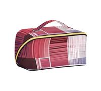 aidingzhi Borsa per il trucco Boho a righe irregolari rosse e blu con divisori leggera grande borsa per il trucco accessori da viaggio