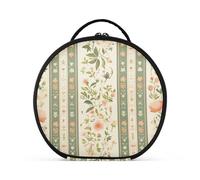 aidingzhi Borsa per il trucco con fiori in stile pastorale a strisce verdi, accessori da viaggio, grandi borse per cosmetici da donna, da viaggio, con divisori regolabili da 27,9 cm
