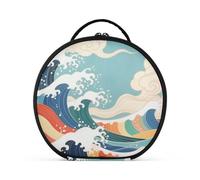 aidingzhi Borsa per il trucco con onde colorate giapponesi retrò verticale autoportante leggere borse cosmetiche con cerniera con divisori regolabili 27,9 cm