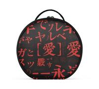 aidingzhi Borsa per il trucco con testo gotico Y2k rosso e nero con scomparti e maniglia grandi borse da viaggio per le donne con divisori regolabili 27,9 cm