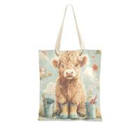 aidingzhi Borsa per la spesa in tela con mucca scozzese fresca primaverile robusta borsa della spesa e mercato degli agricoltori 40,6 x 38,1 cm essenziale per la scuola