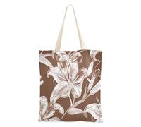 aidingzhi Borsa per la spesa in tela robusta con fiori di giglio marrone cioccolato, per Natale, pensionamento, shopping, spiaggia, lavoro, 40,6 x 38,1 cm, essenziale per la scuola