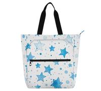 aidingzhi Borsa per libri per bambini, ragazzi e ragazze, con stelle blu e bolle, impermeabile, riutilizzabile, borsa per libri con cerniera, per scuola e tempo di gioco, arcobaleno
