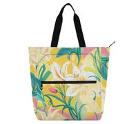 aidingzhi Borsa per libri per bambini, ragazzi e ragazze, giglio pasquale felice pasqua, impermeabile, resistente, borsa per insegnanti, borsa per biblioteca, per scuola, shopping, drogheria