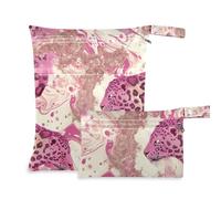 aidingzhi Borsa per pannolini bagnata lavabile, confezione da 2 pezzi essenziali da viaggio per volare con manici per pannolini per bambini, palestra (stampa leopardata rosa dorata)