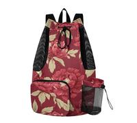 aidingzhi Borsa posteriore della corda delle borse del cordone rosso della ciliegia della peonia con la separazione bagnata asciutta della tasca