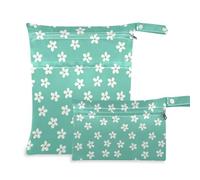 aidingzhi Borsa riutilizzabile per asilo nido, confezione da 2 elementi essenziali da viaggio per volare con manici per asilo nido, pannolini per bambini (FLOWER e bianco turchese)