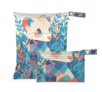 aidingzhi Borsa riutilizzabile per vestiti, confezione da 2 pezzi essenziali da viaggio per bambini, con manici per palestra, yoga (Ferret Simple Colorful Modern)