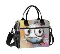 aidingzhi Borsa termica per il pranzo con motivo di pesce artistico carino, per ragazze, con tracolla, per insegnanti e asilo, S