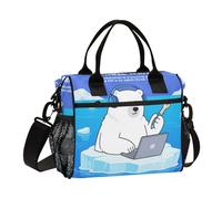 aidingzhi Borsa termica per il pranzo con orso polare che lavora per uomini, con tracolla, per insegnanti, scuola, M