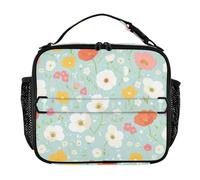 aidingzhi Borsa termica per il pranzo per bambini, a prova di perdite, con tracolla rimovibile, borsa termica per spiaggia, viaggi, fiori vivaci, semplice