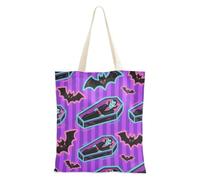 aidingzhi Borsa tote da donna in tela da vampiro con pipistrelli tomba viola riutilizzabile per palestra, lavoro, shopping, 40,6 x 38,1 cm, essenziale per la scuola