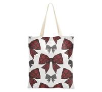 aidingzhi Borsa tote gotica rossa e nera con fiocco di pizzo di Halloween media tela robusta da donna borsa tote in tela per Natale pensionamento shopping spiaggia lavoro 40,6 x 38,1 cm scuola
