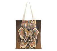 aidingzhi Borsa tote in tela colorata con motivo mandala bohémien, con motivo leopardato, riutilizzabile, con tasche, per palestra, lavoro, shopping, 40,6 x 38,1 cm, essenziale per la scuola