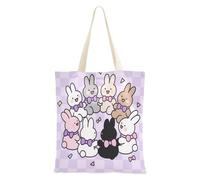 aidingzhi Borsa tote in tela con coniglietti carini e colorati, misura media, riutilizzabile, da donna, in tela, per la spesa e il mercato degli agricoltori, 40,6 x 38,1 cm, essenziale per la scuola