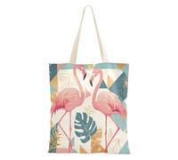 aidingzhi Borsa tote in tela con fenicotteri geometrici, riutilizzabile, con tasche per lavoro, progetti fai da te, shopping, 40,6 x 38,1 cm, essenziale per la scuola