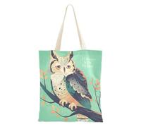 aidingzhi Borsa tote in tela con gufo verde carino medio riutilizzabile Tote Bag con tasche Natale pensionamento shopping spiaggia lavoro 40,6 x 38,1 cm scuola essenziale