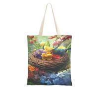 aidingzhi Borsa tote in tela con uccellini dai colori vivaci, riutilizzabile, con tasche, per lavoro, progetti fai da te, shopping, 40,6 x 38,1 cm, essenziale per la scuola