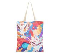aidingzhi Borsa tote in tela resistente con maschera di volpe giapponese, con tasche per lavoro, progetti fai da te, shopping, 40,6 x 38,1 cm, essenziale per la scuola