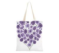 aidingzhi Borsa tote in tela riutilizzabile con motivo papaveri viola, con tasche per la spesa e il mercato degli agricoltori, 40,6 x 38,1 cm, essenziale per la scuola