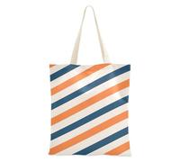 aidingzhi Borsa tote in tela Stirpe riutilizzabile arancione blu beige con tasche per palestra, lavoro, shopping, 40,6 x 38,1 cm, essenziale per la scuola