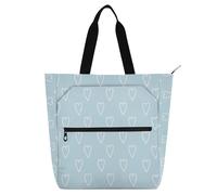 aidingzhi Borsa tote per bambini e adulti, a forma di cuori astratti disegnati con linee audaci, blu, impermeabile, riutilizzabile, con cerniera, per scuola, shopping, viaggi, arcobaleno