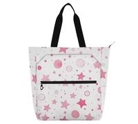 aidingzhi Borsa tote per bambini e adulti, color pesca con stelle e bolle, impermeabile, borsa a tracolla con tasche per scuola, lavoro, viaggi, arcobaleno