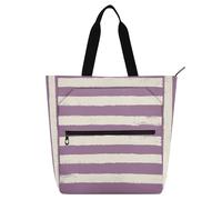 aidingzhi Borsa tote per bambini e adulti, semplice motivo geometrico viola strisce orizzontali impermeabile, riutilizzabile, borsa da spiaggia con cerniera, per scuola e tempo di gioco, arcobaleno