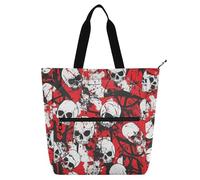 aidingzhi Borsa tote per bambini, per bambini, donne, uomini, teschio, rosso, terribile, grande, borsa per attività artistica, con cerniera, per scuola, lavoro, viaggi, arcobaleno