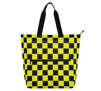 aidingzhi Borsa tote per bambini, per bambini, ragazzi, ragazze, motivo scozzese di bufalo, nero, giallo, impermeabile, con cerniera, per scuola, lavoro, viaggi, arcobaleno
