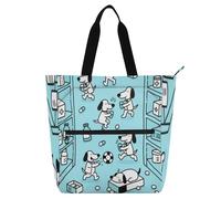 aidingzhi Borsa tote per bambini, studenti, adulti, blu, dottore, cane, grazioso, impermeabile, borsa per la spesa, borsa da spiaggia con tasche con cerniera, per università, shopping, spiaggia