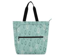 aidingzhi Borsa tote per libri per bambini e adulti, motivo astratto con cerchi disegnati linee audaci verdi, leggera, riutilizzabile, borsa per libri con cerniera, per scuola e tempo di gioco