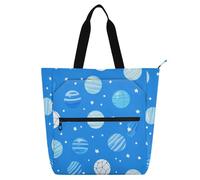 aidingzhi Borsa tote per libri per bambini per ragazzi ragazze donne palla stella blu impermeabile riutilizzabile borsa della spesa con tasche con cerniera per la scuola shopping viaggi arcobaleno