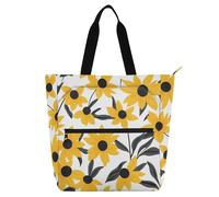 aidingzhi Borsa tote per libri per bambini, ragazzi e ragazze, nera - Eyed Susan bicolore robusta resistente riutilizzabile biblioteca borsa per libri borsa della spesa per scuola, shopping viaggi