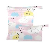 aidingzhi Borse a prova di disordine per costumi da bagno, confezione da 2 elementi essenziali da viaggio per bambini con manici per asilo nido, piscina (Cartoon Cute Pastel Clouds)