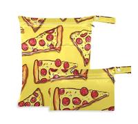 aidingzhi Borse con cerniera per stoffa Confezione da 2 elementi essenziali da viaggio per volare con manici per pannolini per bambini, viaggi (Cartoon Yummy Pizza Giallo)