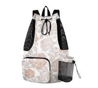 aidingzhi Borse con coulisse in pizzo con garofano oro rosa e bianco per uomo donna borsa da campeggio con portabottiglie separazione asciutta bagnata