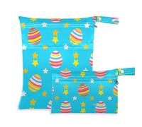 aidingzhi Borse da bagno con cerniera, confezione da 2 pezzi essenziali da viaggio per bambini con manici per asilo nido, yoga (uovo di Pasqua blu stella)