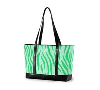 aidingzhi Borse da lavoro moderne con texture in pelliccia di tigri verde menta per le donne con borse di totalizzatore della chiusura lampo per il lavoro per il pendolare con il pranzo