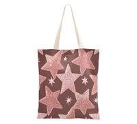 aidingzhi Borse di tela bianche con stelle finte glitterate in oro rosa robuste borse di tela per donne per palestra, lavoro, shopping, 40,6 x 38,1 cm essenziale per la scuola