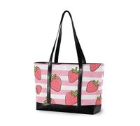 aidingzhi Borse di totalizzatore professionali a righe bianche rosa della fragola della frutta per i computer portatili con le cartelle della chiusura lampo per la palestra con il pann