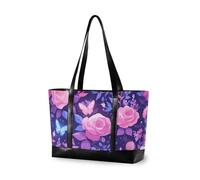 aidingzhi Borse eleganti viola del computer di grande capacità dei fiori della pesca per i computer portatili con le borse del lavoro della chiusura lampo per le signore con la compressa