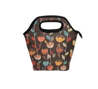 aidingzhi Borse per il pranzo con manico curvo riscaldato scatola per il pranzo resistente all'acqua morbida lato borsa termica per Beach College Cartoon carino colore caldo fiore