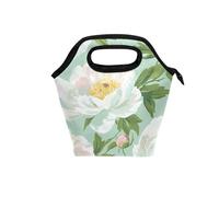 aidingzhi borse per il pranzo da infermiera per le donne con manico curvo scatola per il pranzo per bambini impermeabile morbida lato borsa termica per spiaggia college peonia verde menta